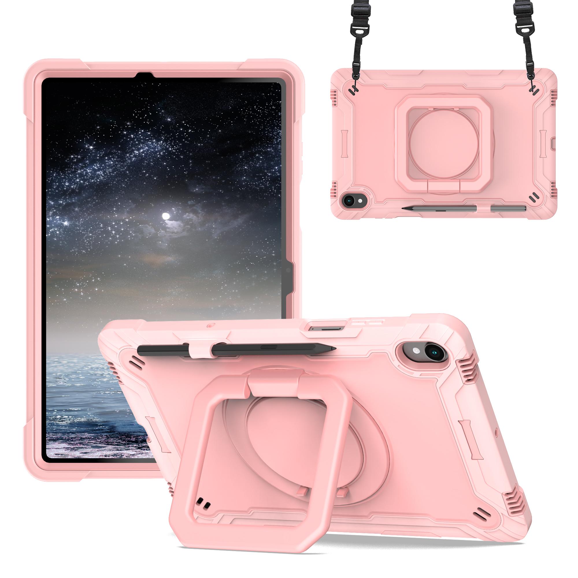 

360 Rotating Stand Case For Samsung Galaxy Tab S11 2025 11.0 inch SM-X730 SM-X736 SM-X736B Handle Grip Cover With Shoulder Strap S11 SM-X730 SM-X736B розового золота