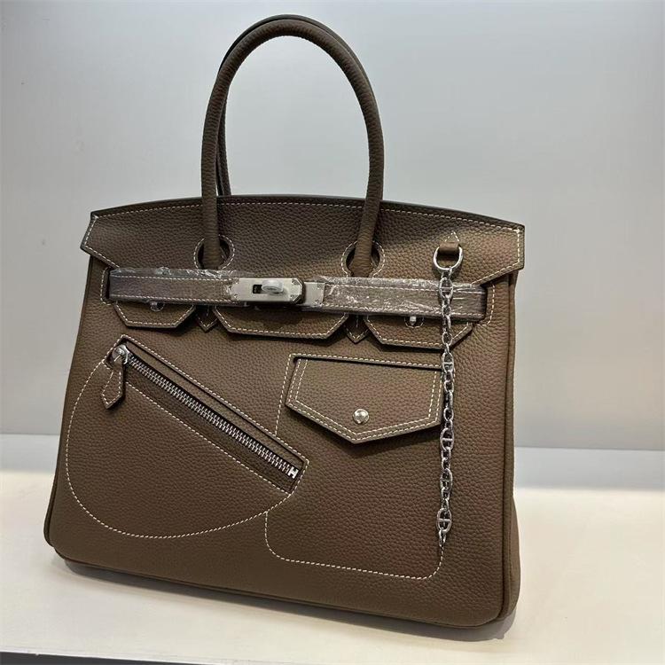 Hot Sale High-end Rock Platinum Bag First Layer Soft Cowhide Pocket Bag Zipper Bag Portable Shoulder Bag Versatile