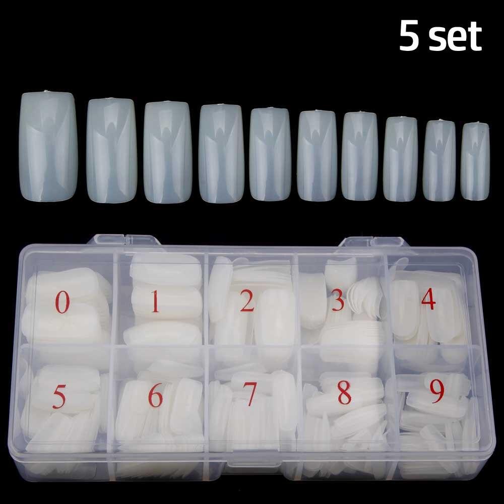 2/3/5 set sfaturi pentru extensie pentru unghii false artificiale Frecch acoperire completa Unghii false acrilice capsule transparente manichiura 500 buc/cutie