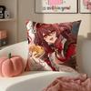 Game Genshin Hu Tao Cushion Cover Pillowcase Short Plush Invisible zipper Room Sofa Cushion Cover