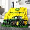 1pc John Deere Banner Blanket with Custom Name, Gift, for Men and Women, Soft Blanket, Good for Sofa Bed Couch Travel, Lightweight Flannel Blanket