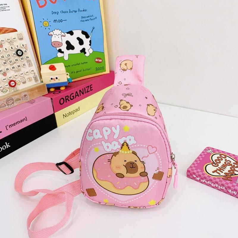 Printed Donut Capybara Shoulder Crossbody Chest Bags Children Cartoon Gifts
