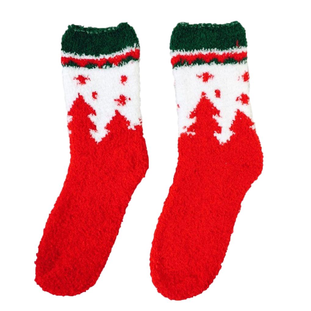 Winter Socks Christmas Stockings Floor Socks Polyester Fiber Socks For Women Girl Gift