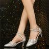 Women Latin Dance Shoes Adult Social Mid-high Heels Soft Sole Square Modern Shoes Dance Sports