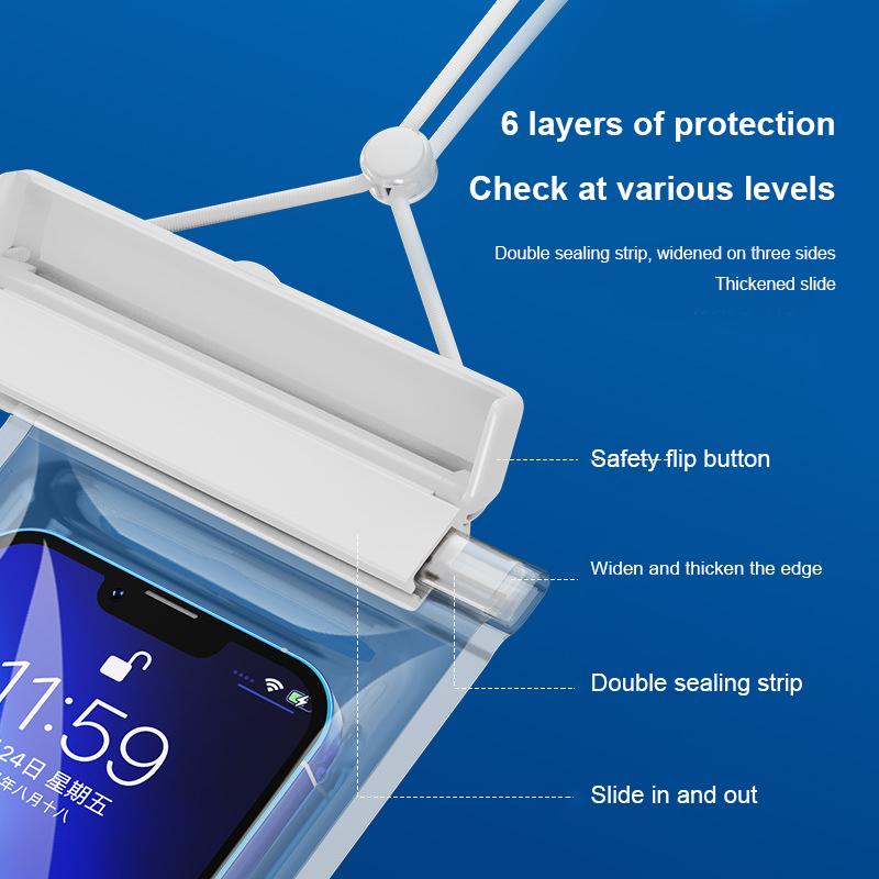 Clamshell Touch Screen Waterproof Phone Bag TPU Transparent Phone Diving Case Hanging Neck Phone Waterproof Protective Cover