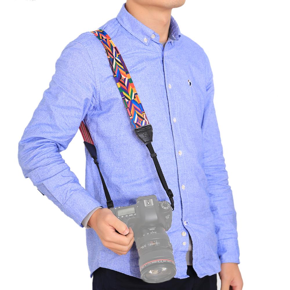 Retro Style Double Cotton Yard Colorful Pattern Shoulder Neck Strap Camera Strap Bags Wristband
