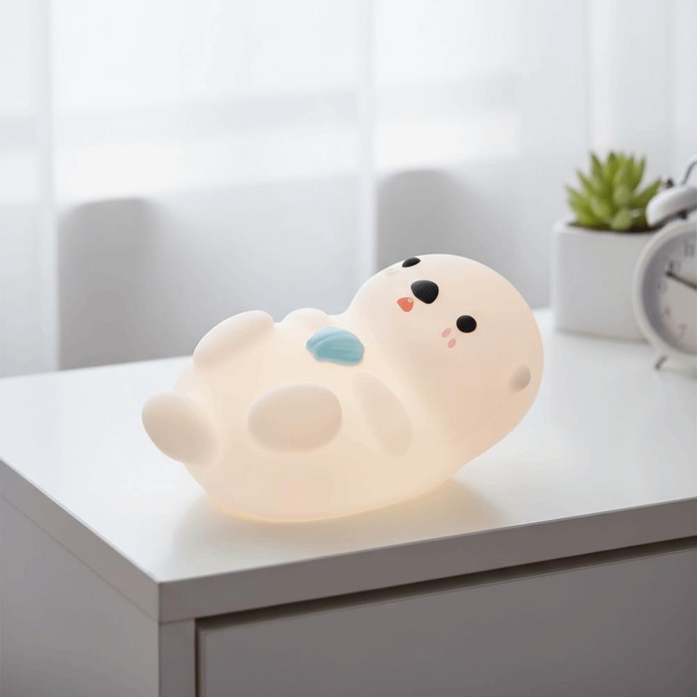 USB Rechargeable Otter Night Light Touch Control Timer Adjustable Bedside Lamp Cute Silicone Rechargeable Timing
