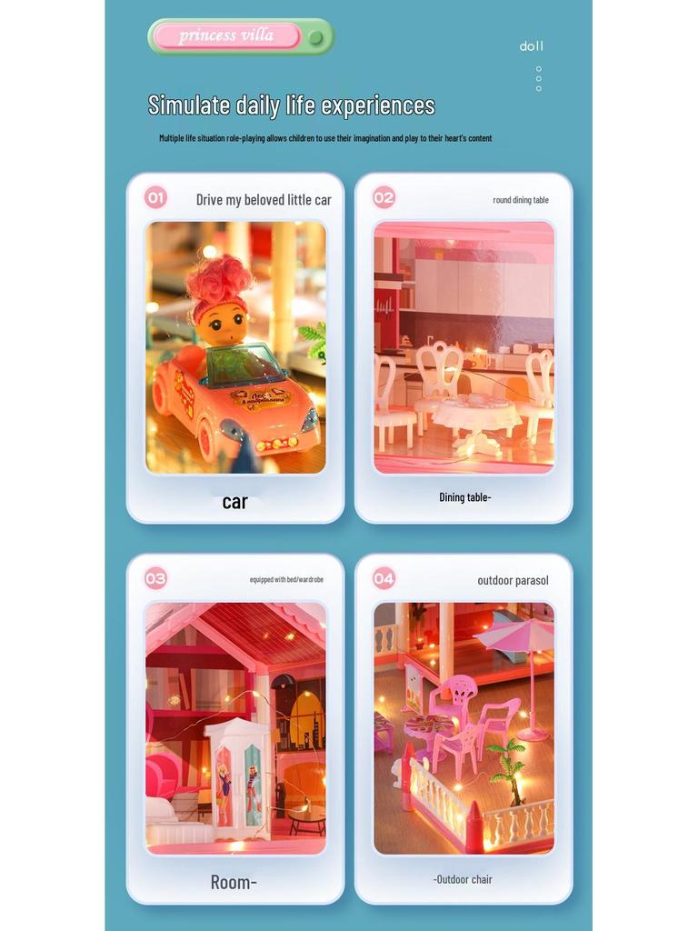 Princess Castle Dollhouse: Interactive Educational Toy for Girls