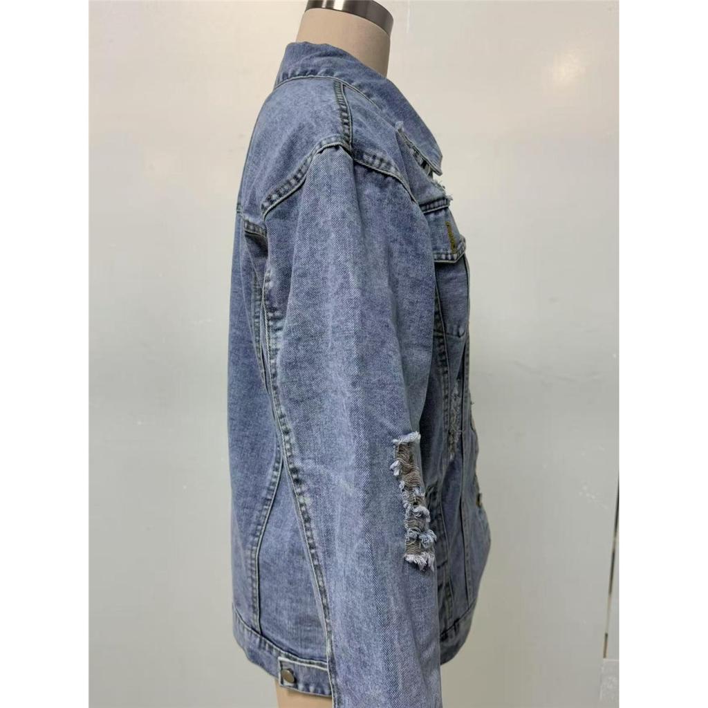 Γυναικείο Υπερμεγέθη Τζάκετ Boyfriend από Ξεβαμμένο Ντένιμ