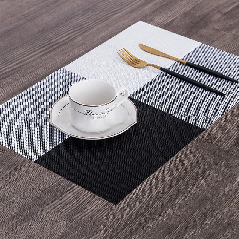 4/6/8/10Pcs Table Placemats PVC Non-slip Placemat For Dining Table Weave Mats Cup Coaster Kitchen Accessories Home Decor