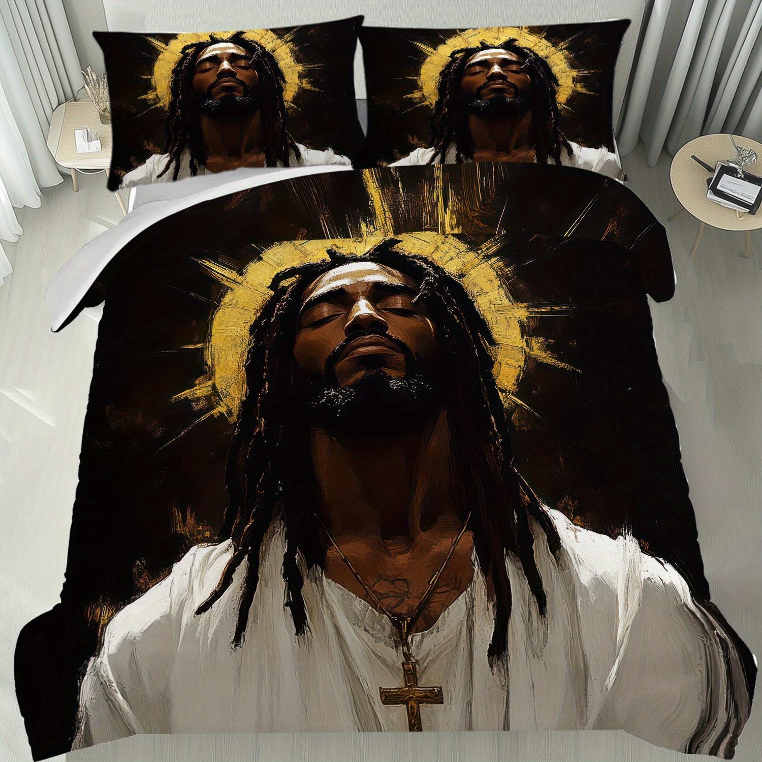 

Latacaca 3pcs Haloed Figure Duvet Cover Set Dramatic Background with Radiant Halo High Definition Bedding Set EU Twin(135x200cm)