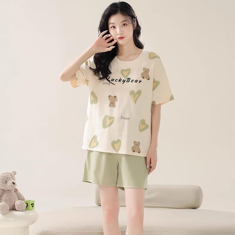 Imitation Cotton Pajamas Women's Summer Sweet Ins Wind Year New Women's Cartoon Cute Loungewear Suit Thin