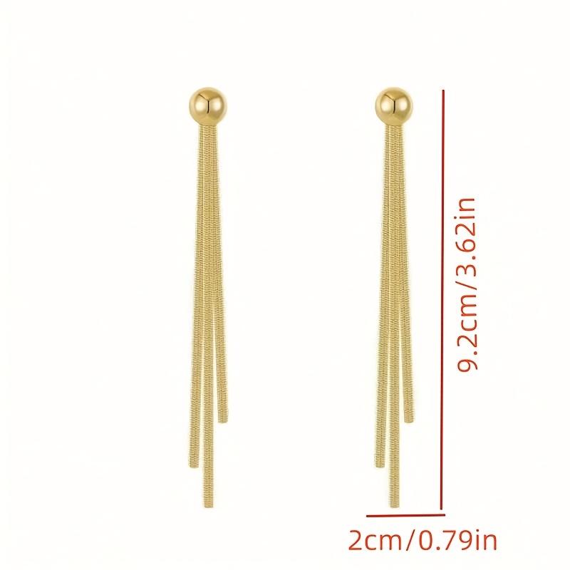 A Pair of Elegant Simple Snake Bone Tassel Long Earrings | 18K Golden Plated, Zinc Alloy, Suitable for Daily and Gift-giving Occasions, All Seasons