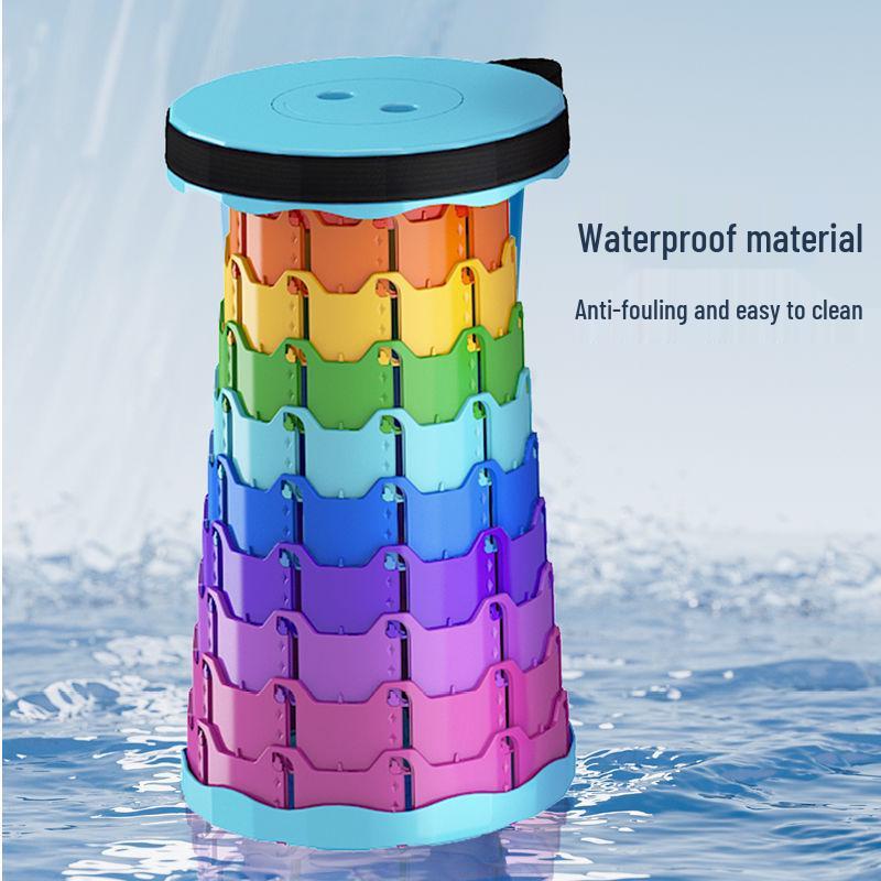 Rainbow Telescopic Folding Stool - Compact, Thickened, and Portable for Indoor/Outdoor Use