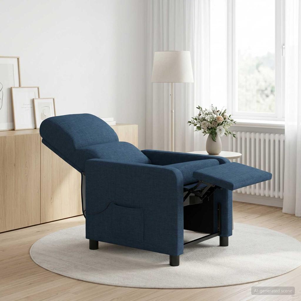 Massage Recliner Chair Blue Polyester