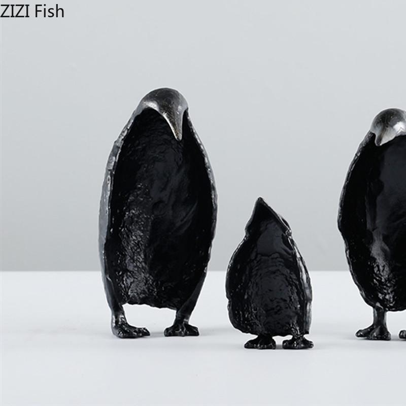 Metall Pinguin Statue Dekoration Kreative Tierstatue Handwerk Desktop Dekoration Modern Leichter Luxus Heimdekorationszubehör