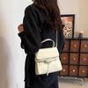 Mini Structured Crossbody Bag with Top Handle and Belt Detail Elegant Women's Shoulder Bag for Daily Use and Fashion Outings