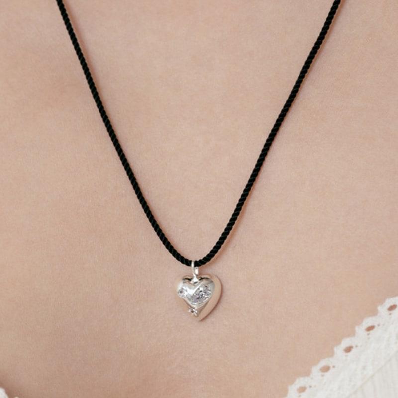 TATIANA (925 Silver) Witty Cubic Heart String Necklace NZ2118