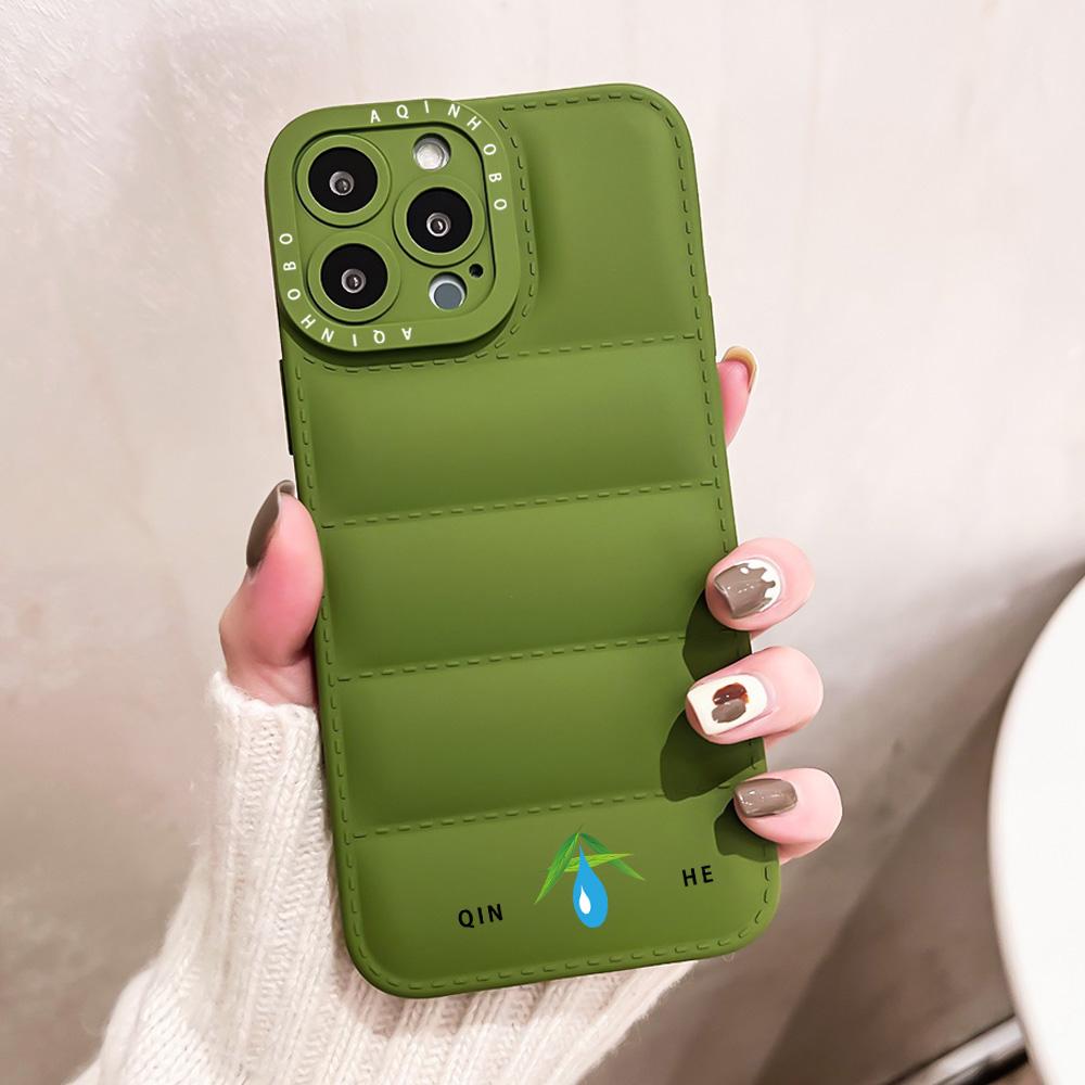 ADD LOGO Down Jacket TPU Mobile Phone Case for iPhone 14 Pro Max