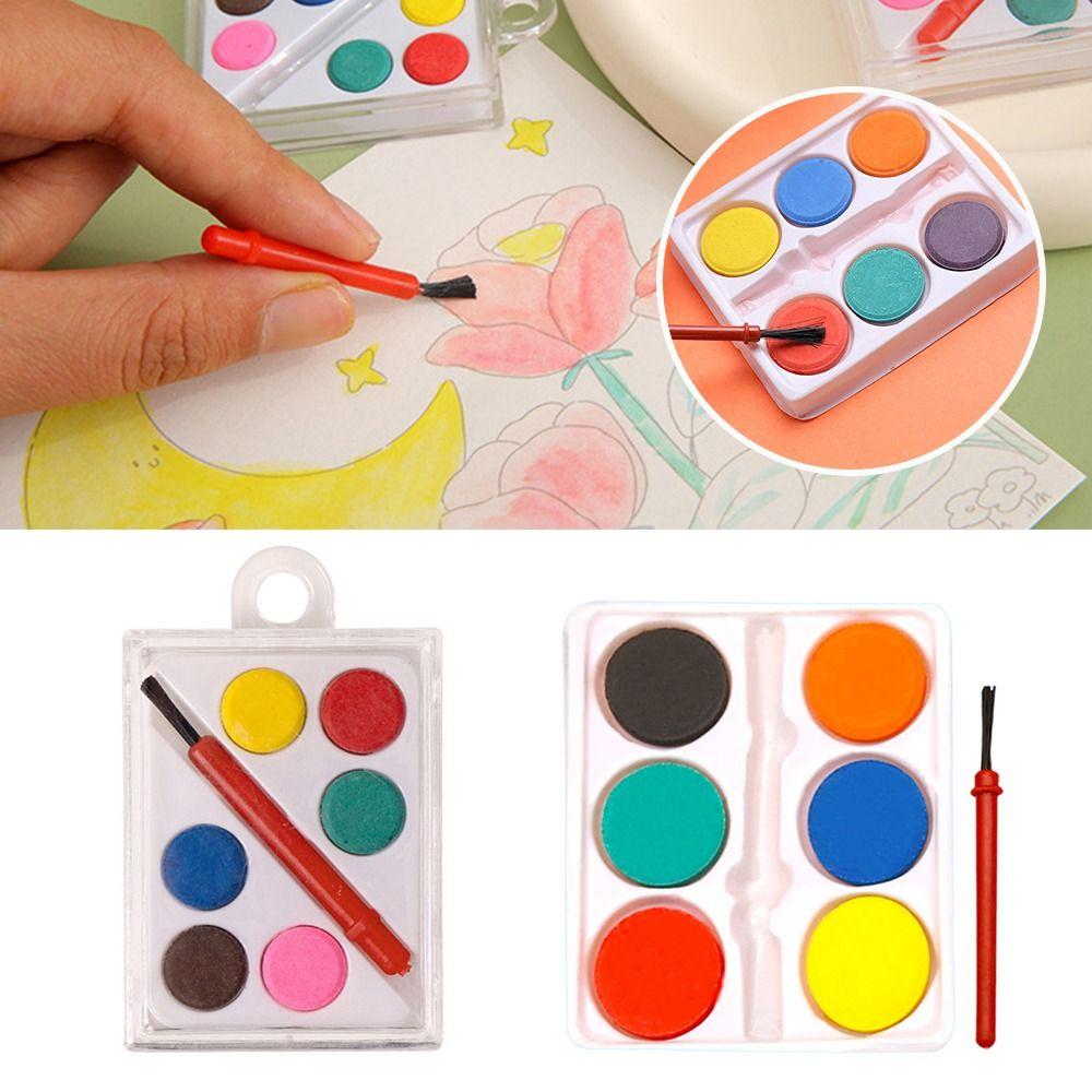Solid Watercolor Pigment 6 Colors Oil Painting Kit Portable Painting Pigment Set Children