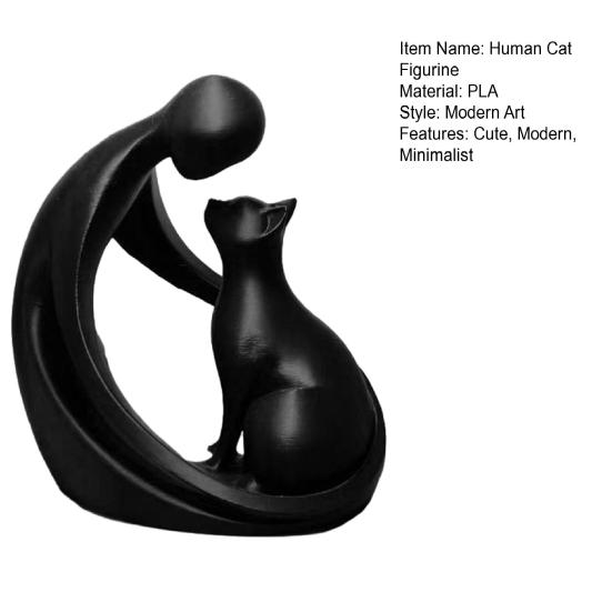 Figurine abstraite homme et chat Statue de chat décorative moderne hommes femmes