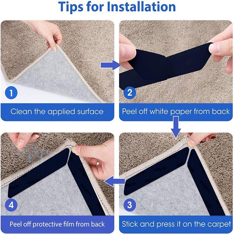 Anti Roll Non-Slip Carpet Fixed Adhesive PU Washable Reusable Anti Carpet Roll Mat Curved Foot Double sided Tape Fixed stickers