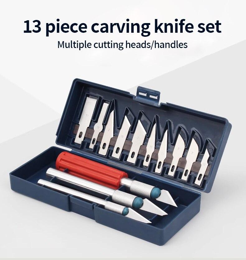 Handmade paper cutting set, 13 pieces DIY precision repair tools, metal carving knife and pen style art seal cutting tools