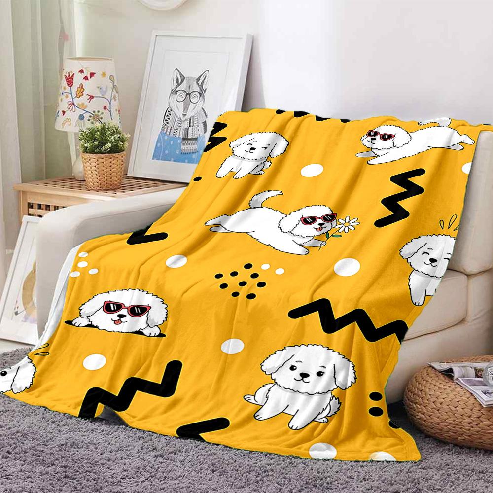 1pc Puppy Playful Blanket, Lightweight Flannel Throw Blanket for Sofa, Bed, Travel, Camping, Living Room, Office, Couch, Chair, and Bed