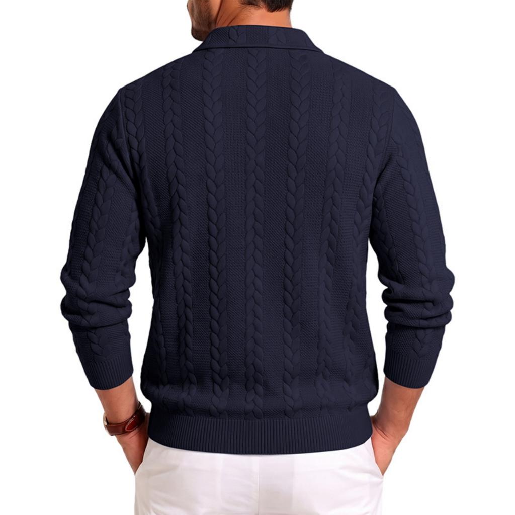 Men's Texture Color Casual Half-Zip Long Sleeve Sweatshirt