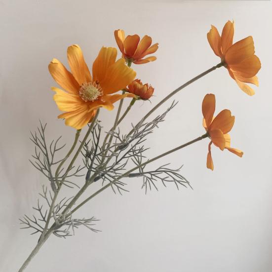 Künstliche Cosmeenblüten 6 Köpfe Kunstseiden-Cosmeen mit Stiel Falscher Wildblumenstrauß für Vase Hochzeitsparty Frühling Sommer Heimdekoration