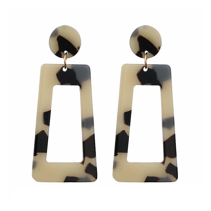 New Fashion Trapezoid Women's Dangle Earrings Leopard Print Acrylic Acetic Acid Sheet Geometric Circle Square Long Drop Earrings