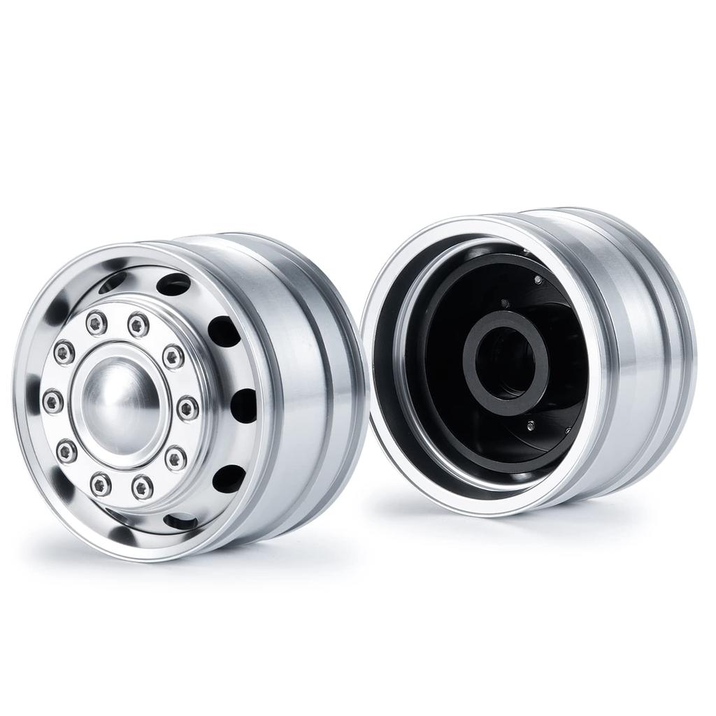 TRZX Aluminum Front Wheel Rim Hub Upgrade Parts for 1/14 Tamiya Trailer Truck RC Car (2pcs)