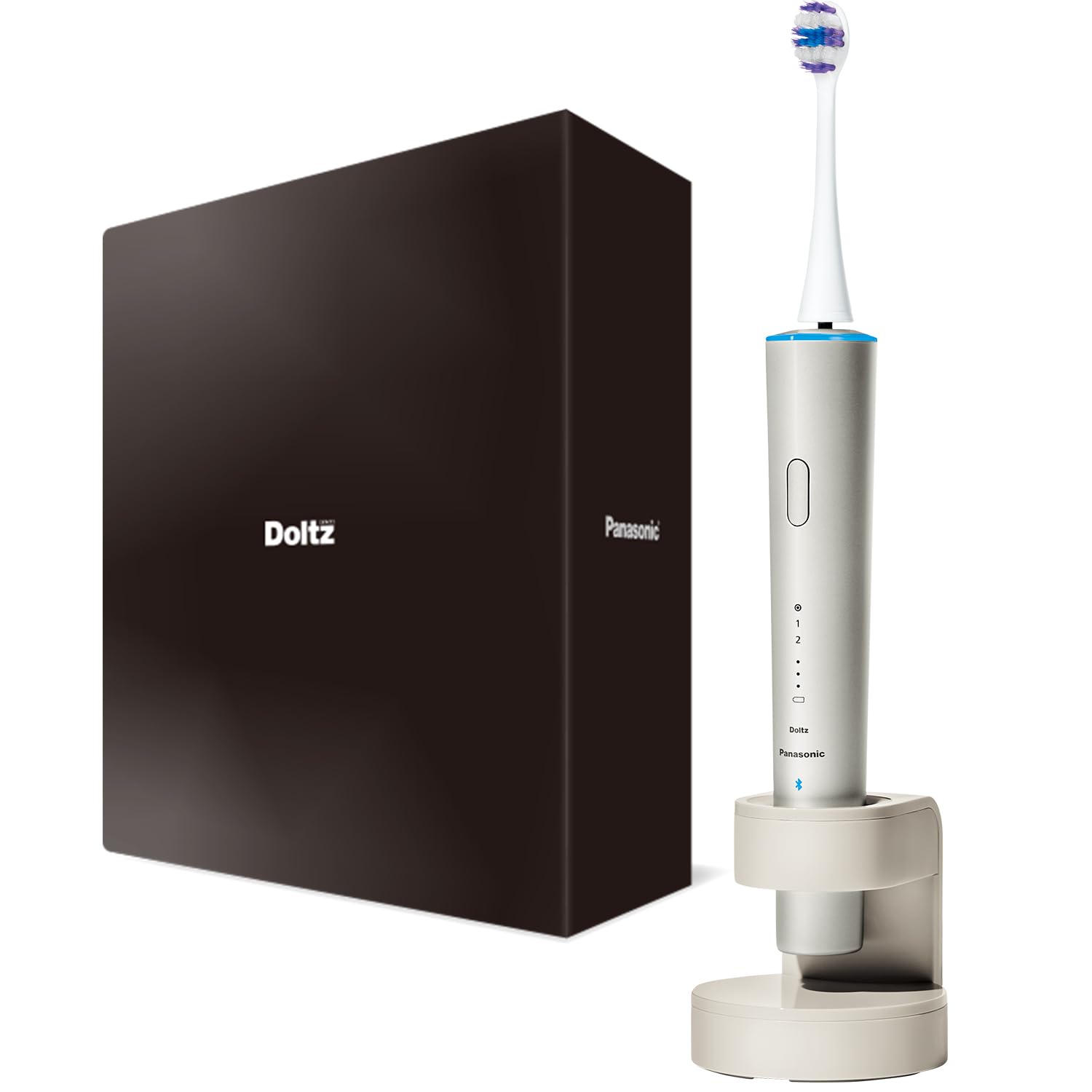 

in Panasonic Sonic Vibration Toothbrush Doltz Top Model W Sonic Vibration Equipped with Bluetooth Light Ring Function Charging Stand Champagne Gold