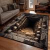 3D Illusion Halloween Bereichsteppich, 3D Skelett Halloween Teppich, Gruseliger Treppen Illusion Teppich, Gothic Halloween Bereichsteppich