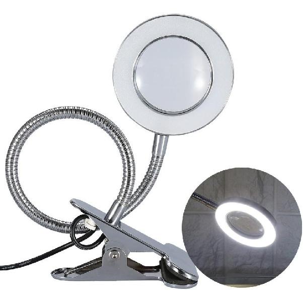 ZJchao Magnifying Lamp, 2.5X Cold Light Lamps with Clamp Desk Magnifier LED USB Beauty Lamp Metal Tube Clip Swing Arm Desk Lamp Book Reading Light