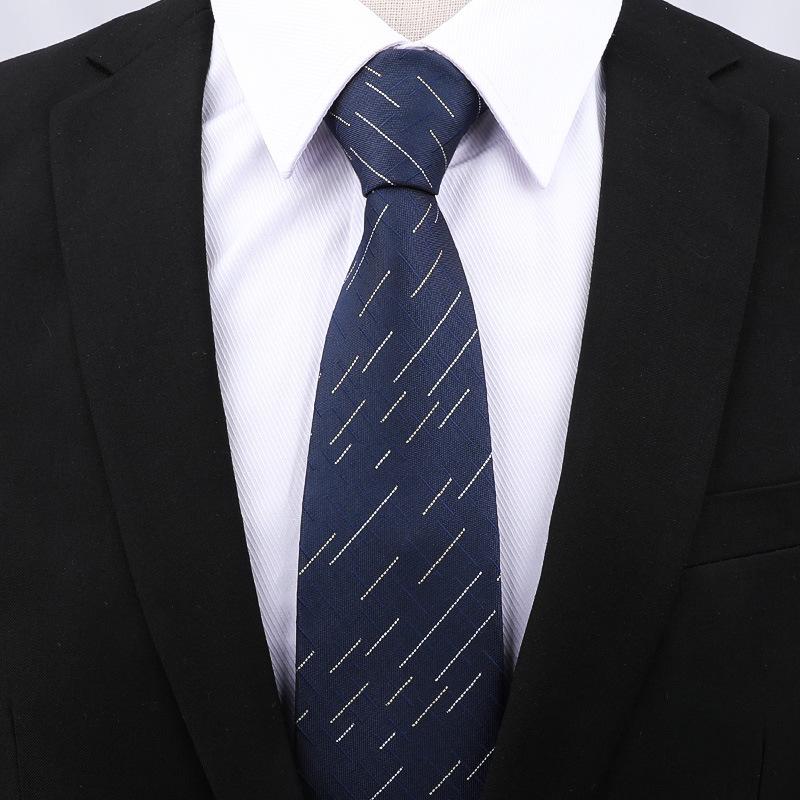 Men'S Grey Striped Tie Business Dress Wedding Groom Work Korean Version Zipper-Style No-Beater Tie