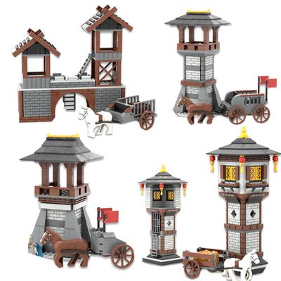 Medieval Architecture Building Blocks Military Watchtower Defensive Post Carriage Assembly Building Block Set Toys