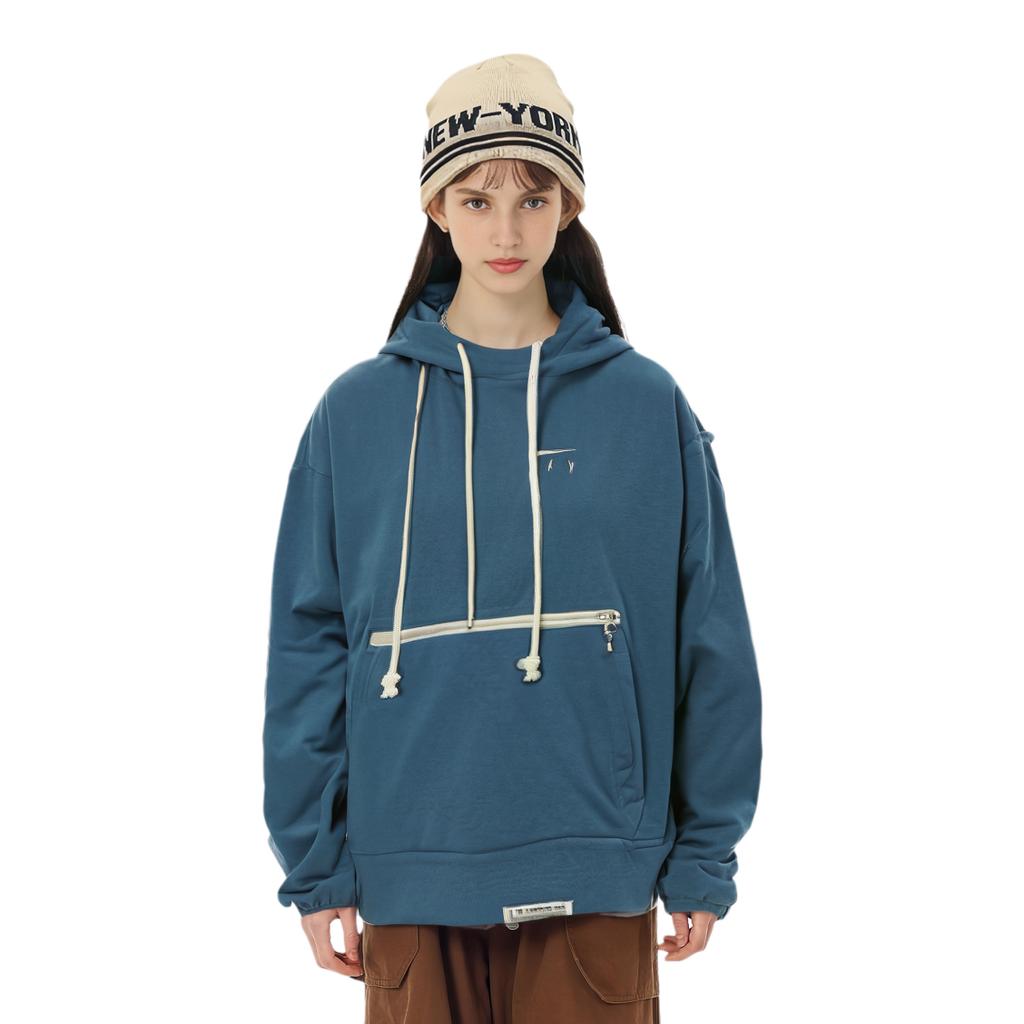 Nike Embroidered Logo Oversized Pocket Cropped Sports Hoodie Women Hoodies Blue DA6484-457