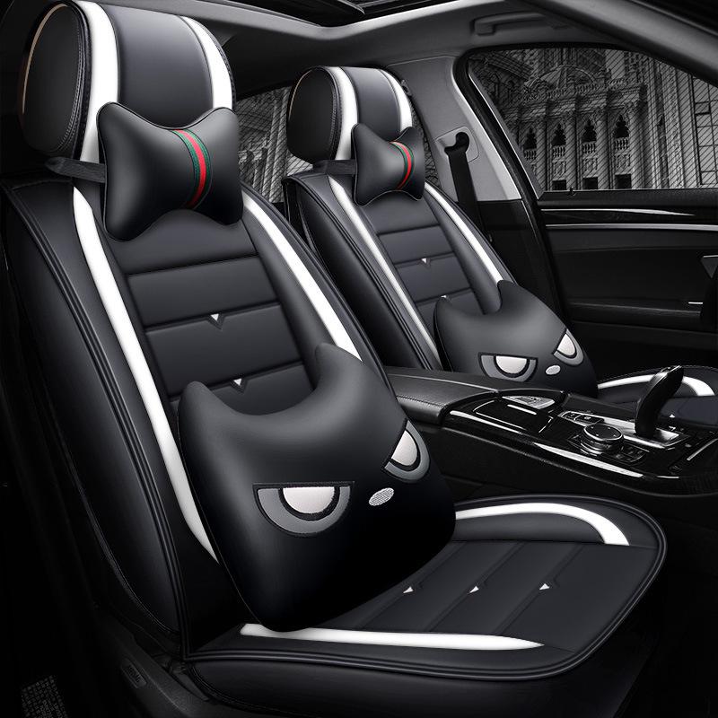 A2 Cartoon Full Leather Car Seat Cushion - New Devil Design