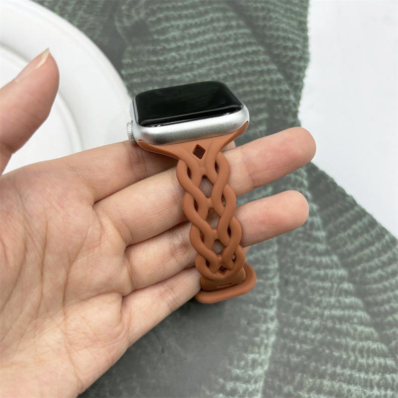 For Applewatch10 Apple Watch with iwatch9876SE Hollow Breathable Twist Silicone Sports