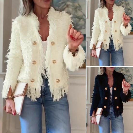 Damen Offener Kunstfell-Cardigan Fuzzy Schick Zottelige Jacke Lässiger Langarm-Mantel Herbst Winter Oberbekleidung