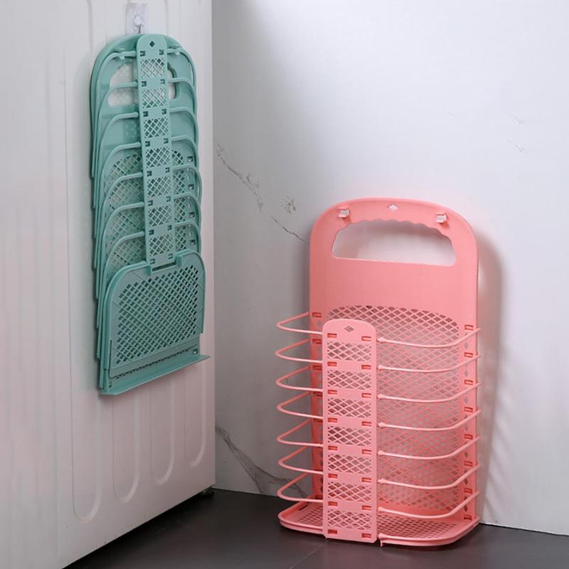 Plastic Storage Frame Foldable Dirty Clothes Basket Household Non Perforated Bathroom Wall Mounted Laundry Basket Clothes Basket