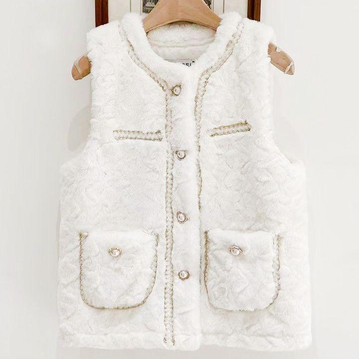 

Осенне-зимний женский плюшевый жилет, женская хлопковая утолщенная свободная жилетка, куртка M бежевый