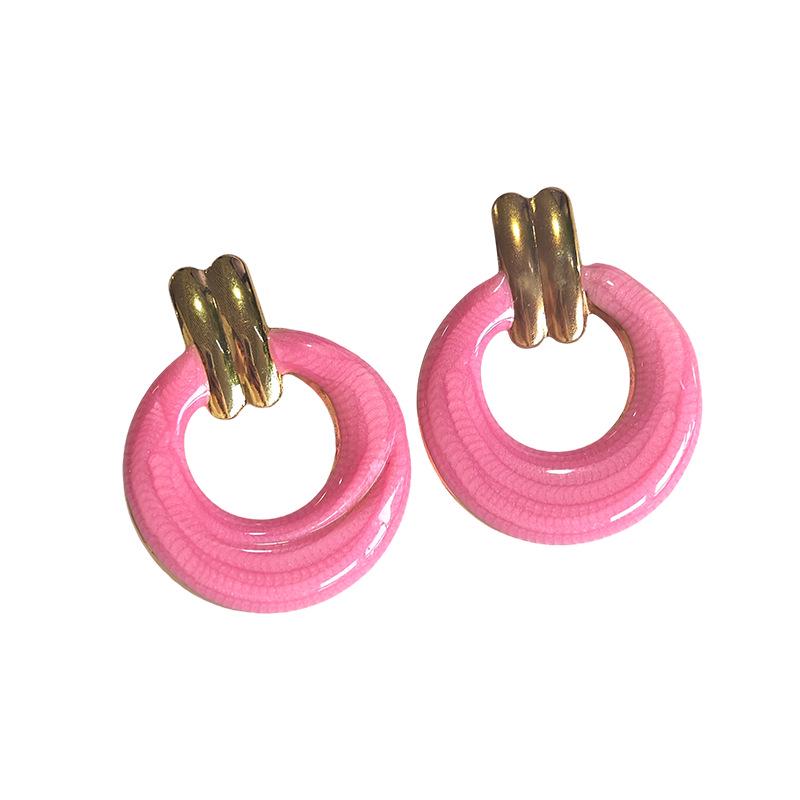 High-End European & American Stainless Steel Retro Stud Earrings розовый