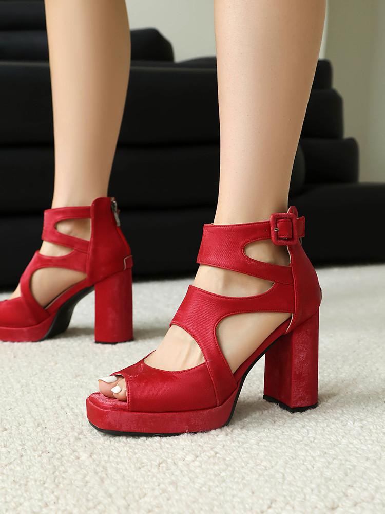 Spring and Summer New Sandals Women's High Heels Muffin Thick-soled Cool Boots Wedge Heel Fish Mouth Women's Shoes Hollow Roman Shoes