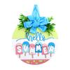 Seasonal Welcome Sign for Front Door Wooden Ice Cream Seasonal Door Sign Hanging Wreath with Bow Leaves for Farmhouse
