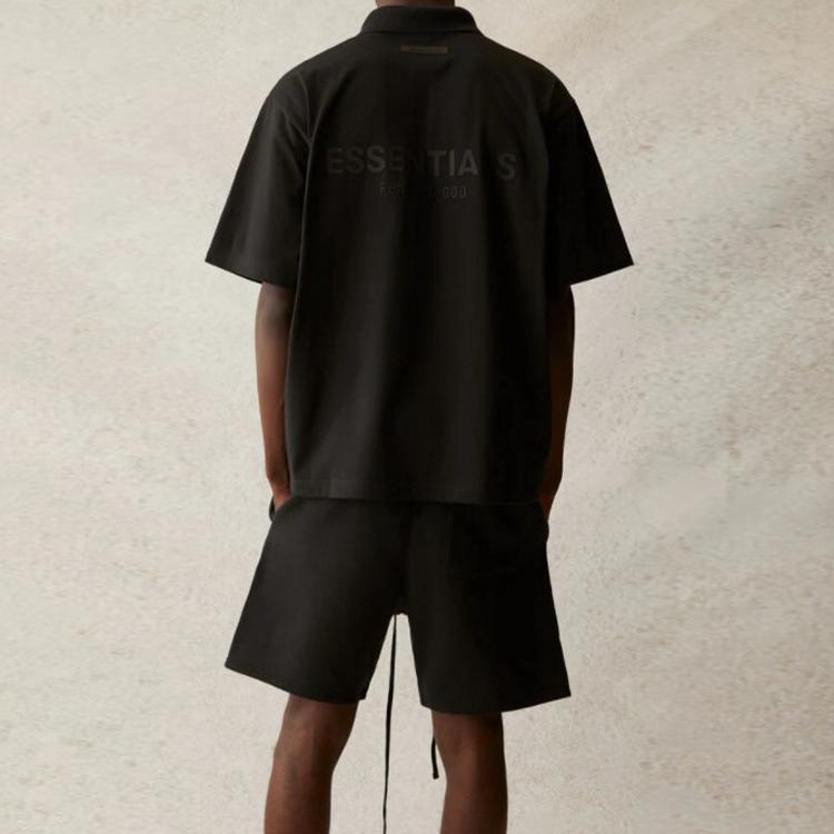 Fear of God Essentials SS21 Short Sleeve Polo With Back Logo Unisex Tops Black FOG-SS21-551