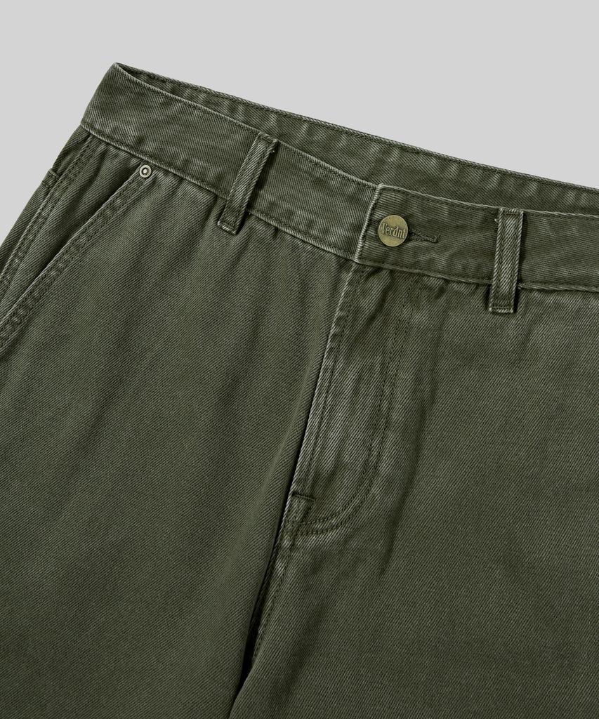 Beodeonteu Garment-Dyed Carpenter Wide Cotton Pants [Khaki]