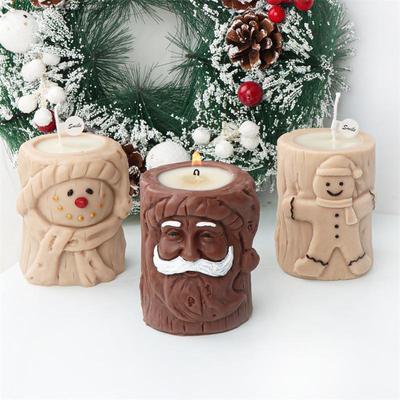 Creative 3D Tree Stump Christmas Tree Candle Silicone Mold Elk Snowman Tree Stump Silicone Mold Christmas Decoration Mold Gifts New LS