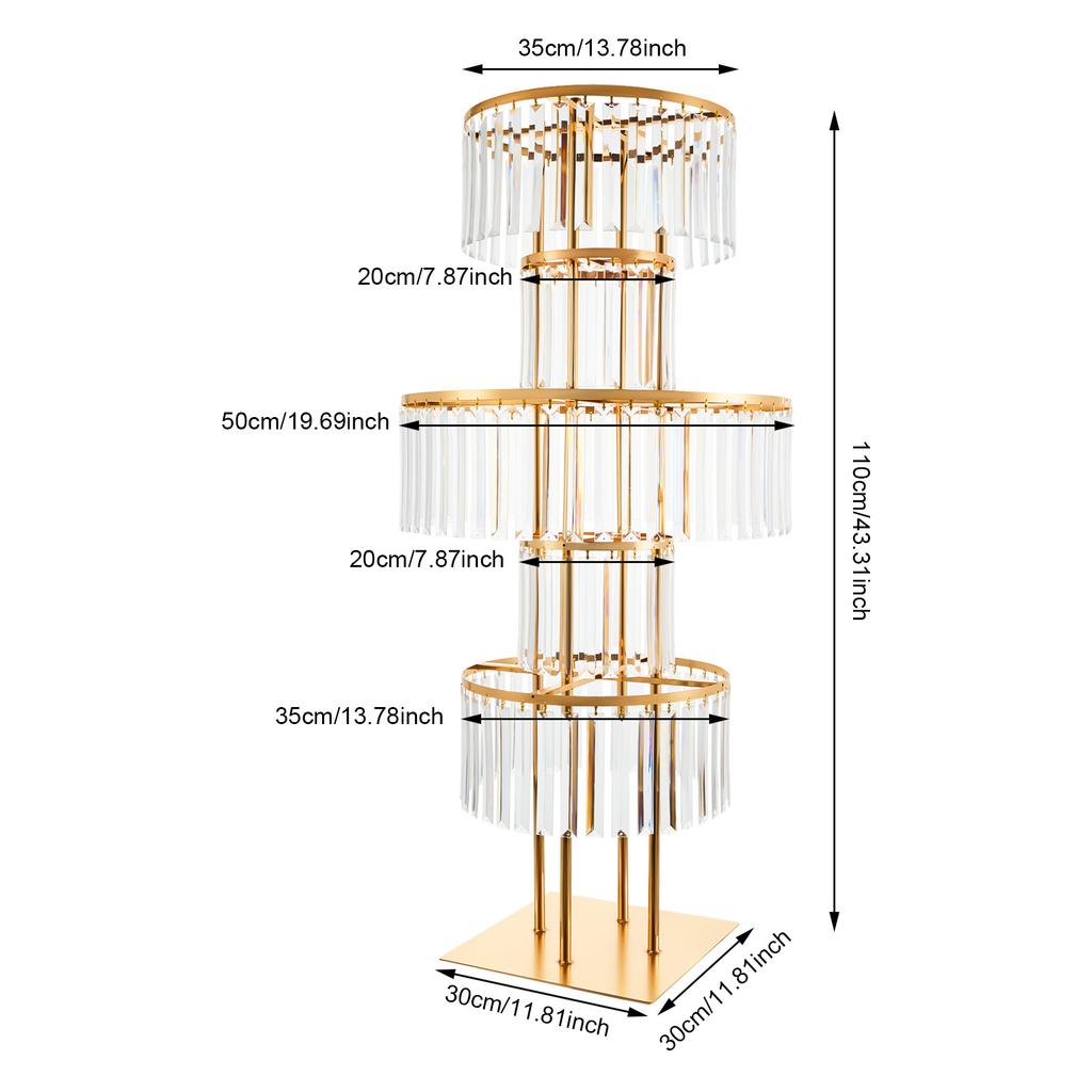 5 Tier Crystal Flower Stand Wedding Centerpieces Decoration Elegant Stand with Hanging Crystals for Wedding Party Centerpieces